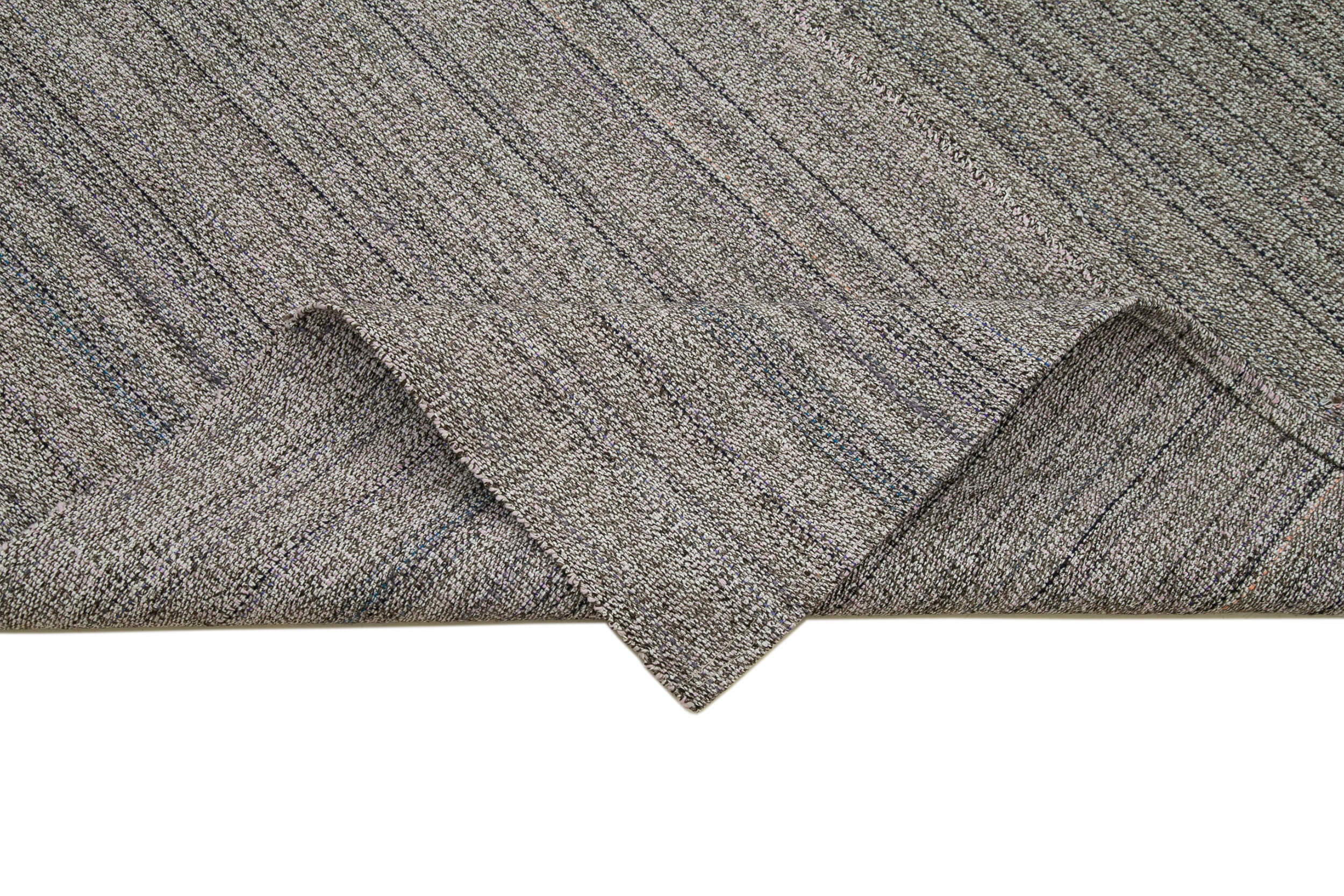 Vintage Flatweave Gri Eskitme Pamuk Yün El Dokuma Halısı 256x360 Agacan