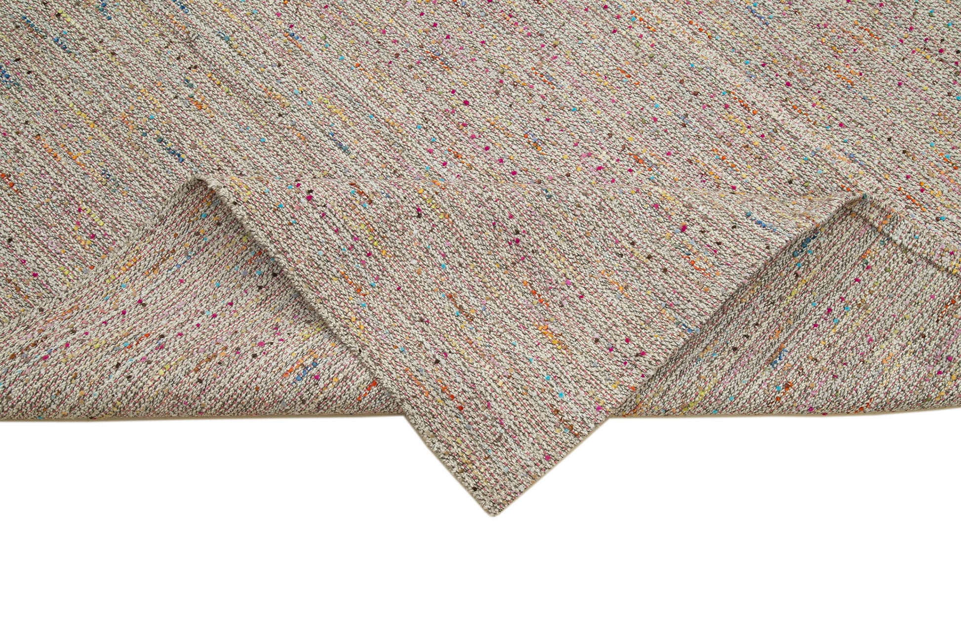 Vintage Flatweave Beyaz Eskitme Pamuk Yün El Dokuma Halısı 318x408 Agacan