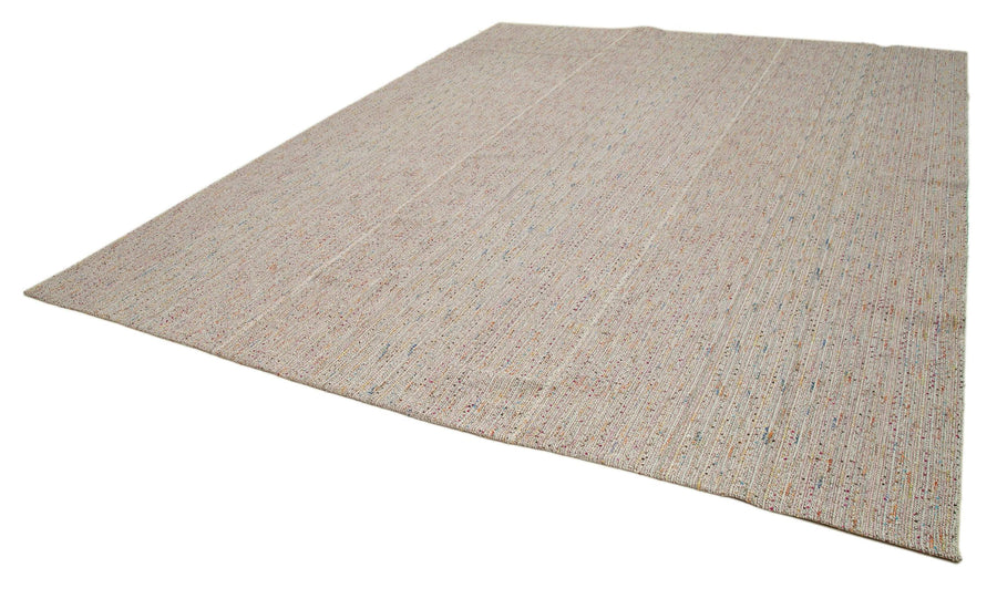 Vintage Flatweave Beyaz Eskitme Pamuk Yün El Dokuma Halısı 312x383 Agacan