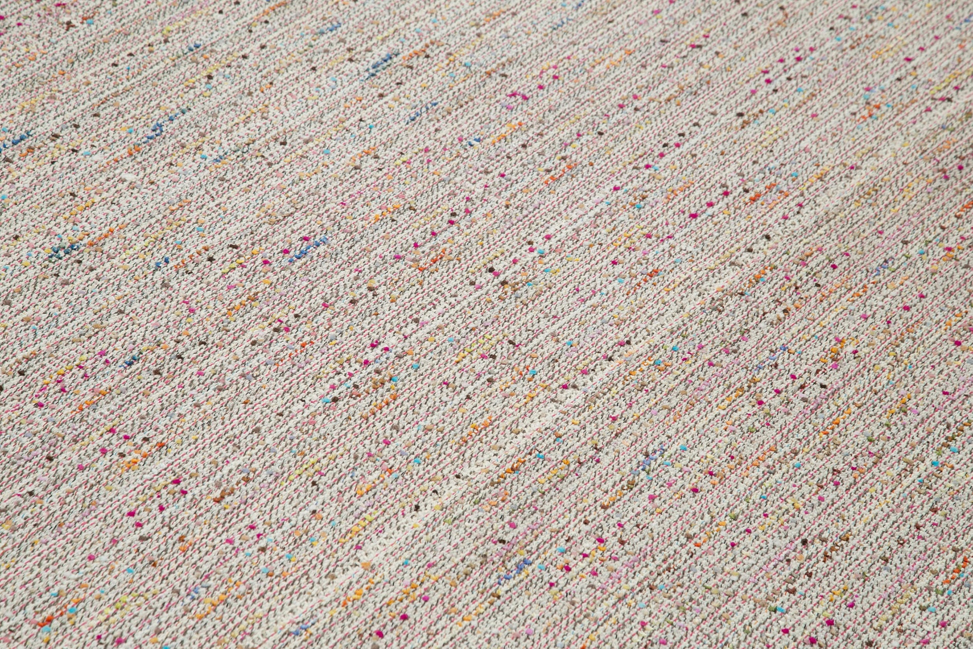 Vintage Flatweave Beyaz Eskitme Pamuk Yün El Dokuma Halısı 312x383 Agacan