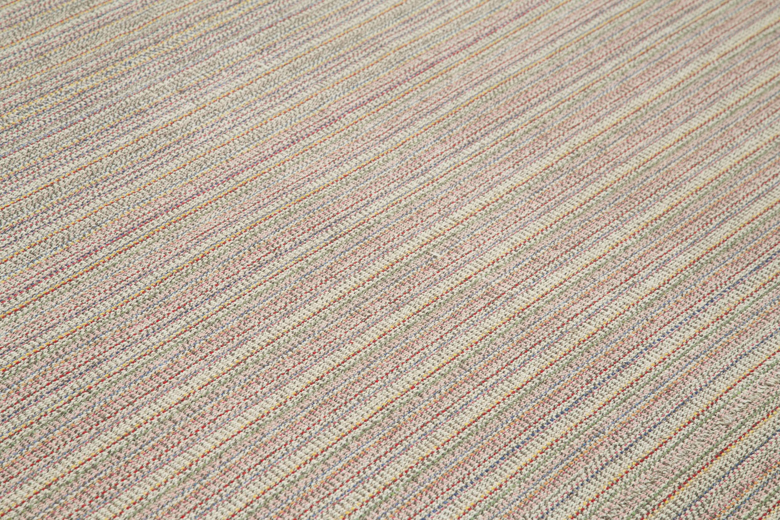 Vintage Flatweave Beyaz Eskitme Pamuk Yün El Dokuma Halısı 286x378 Agacan