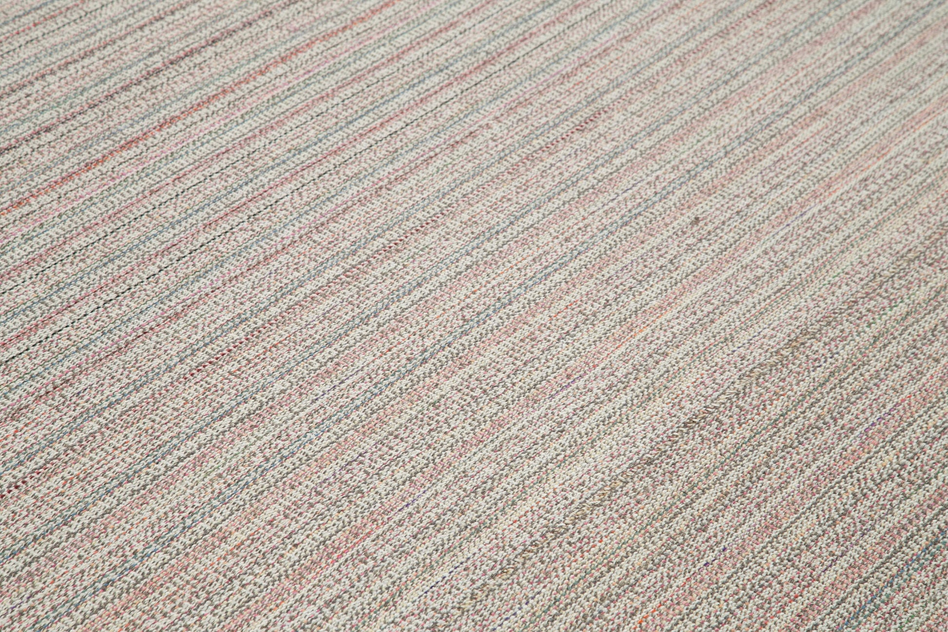 Vintage Flatweave Beyaz Eskitme Pamuk Yün El Dokuma Halısı 310x402 Agacan