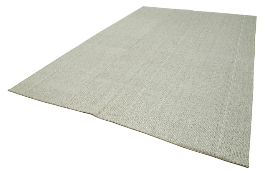 Vintage Flatweave Bej Eskitme Pamuk Yün El Dokuma Halısı 270x400 Agacan