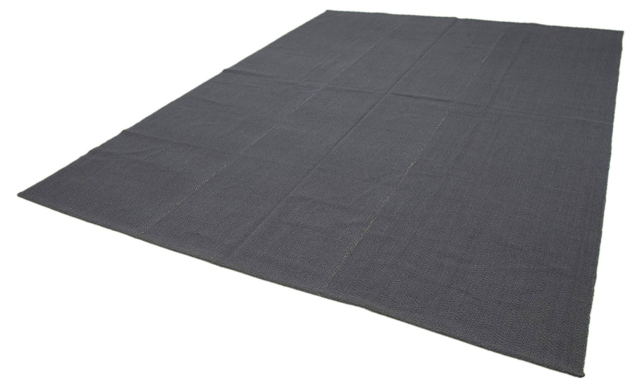Vintage Flatweave Gri Eskitme Pamuk Yün El Dokuma Halısı 275x369 Agacan