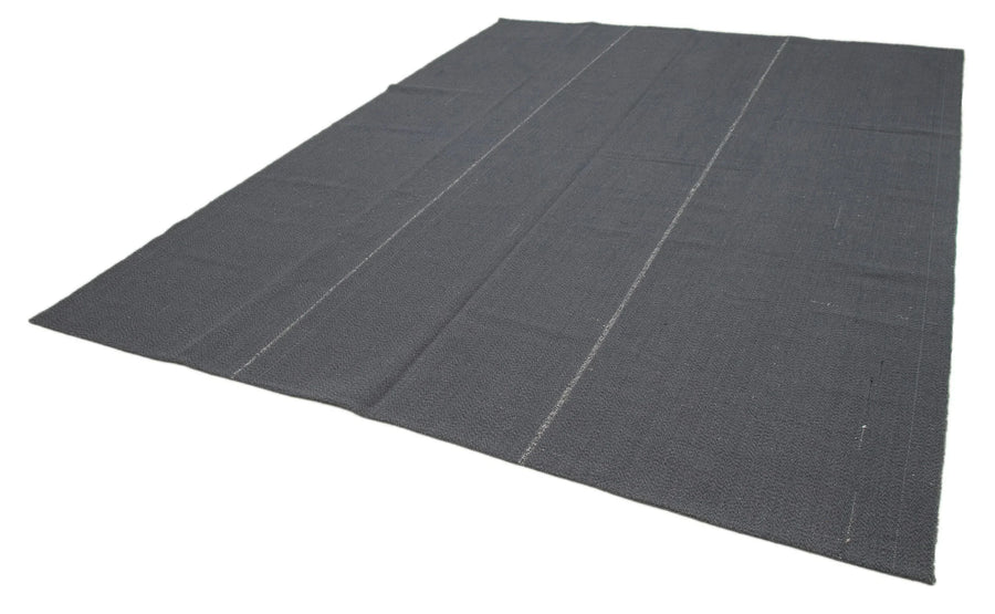Vintage Flatweave Gri Eskitme Pamuk Yün El Dokuma Halısı 275x363 Agacan
