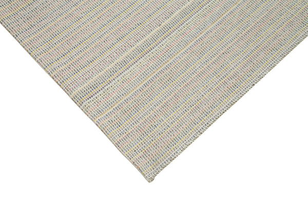 Vintage Flatweave Bej Eskitme Pamuk Yün El Dokuma Halısı 307x407 Agacan