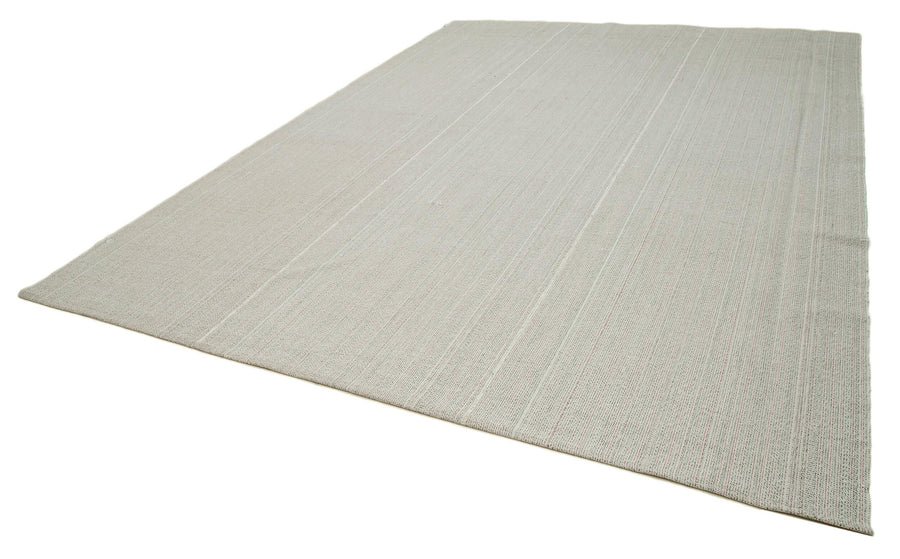 Vintage Flatweave Bej Eskitme Pamuk Yün El Dokuma Halısı 303x415 Agacan
