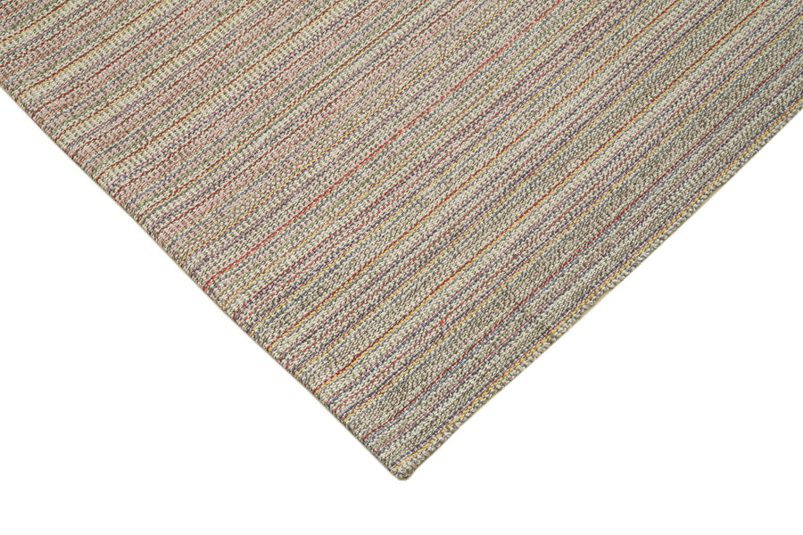 Handgewebter Vintage Kelim in Beige mit bunten Streifen 287x378 cm – im Flur