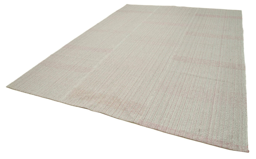 Vintage Flatweave Bej Eskitme Pamuk Yün El Dokuma Halısı 272x370 Agacan