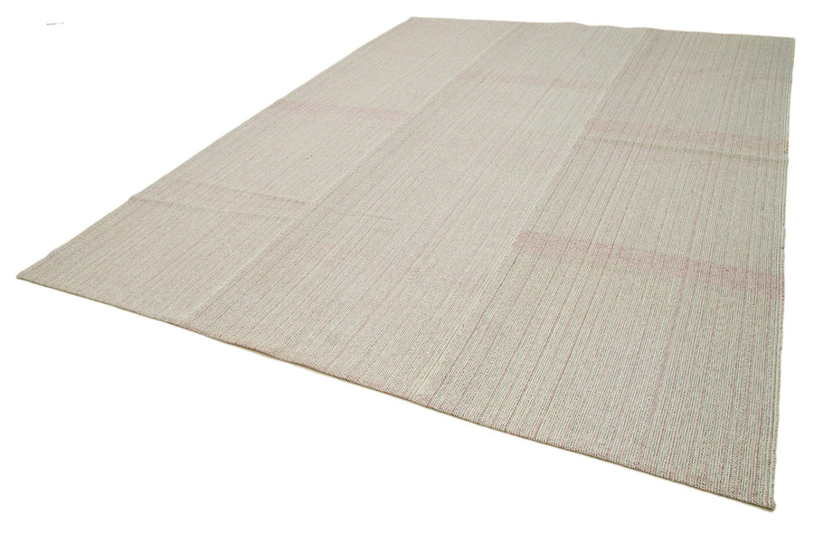 Vintage Flatweave Bej Eskitme Pamuk Yün El Dokuma Halısı 275x365 Agacan