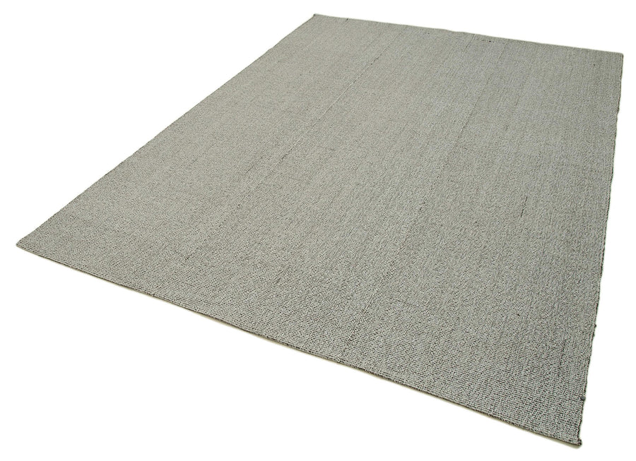 Vintage Flatweave Gri Eskitme Pamuk Yün El Dokuma Halısı 196x273 Agacan
