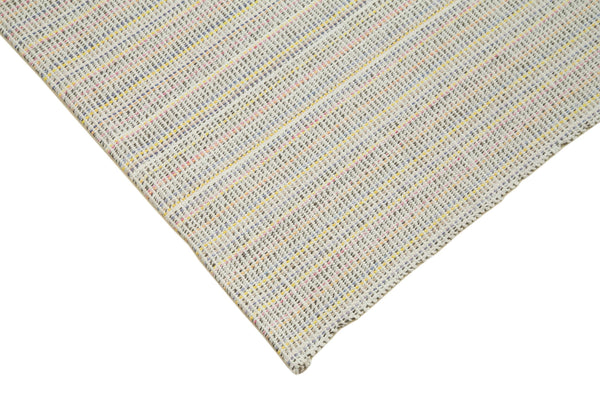 Vintage Flatweave Bej Eskitme Pamuk Yün El Dokuma Halısı 206x313 Agacan