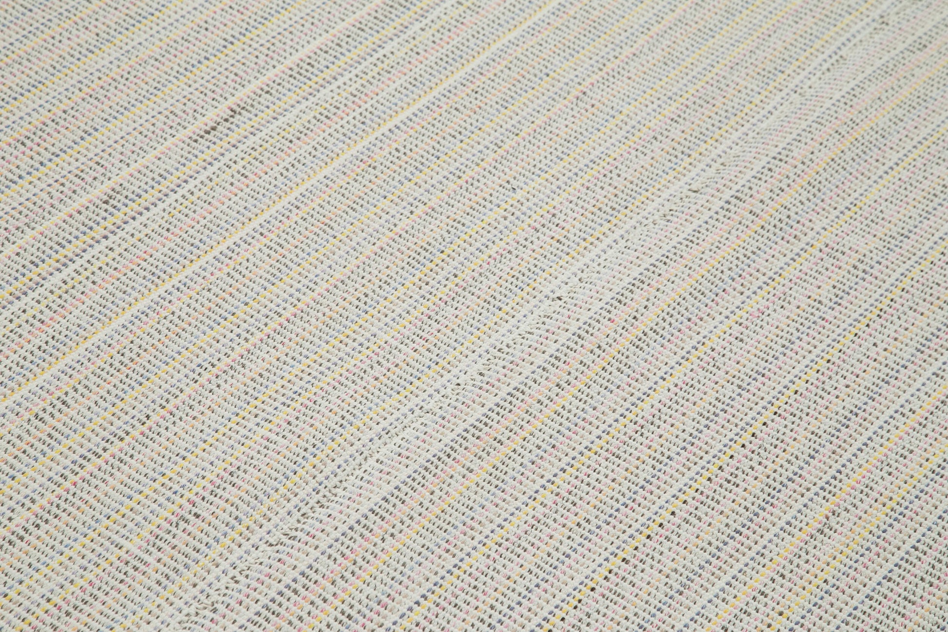 Vintage Flatweave Bej Eskitme Pamuk Yün El Dokuma Halısı 206x313 Agacan