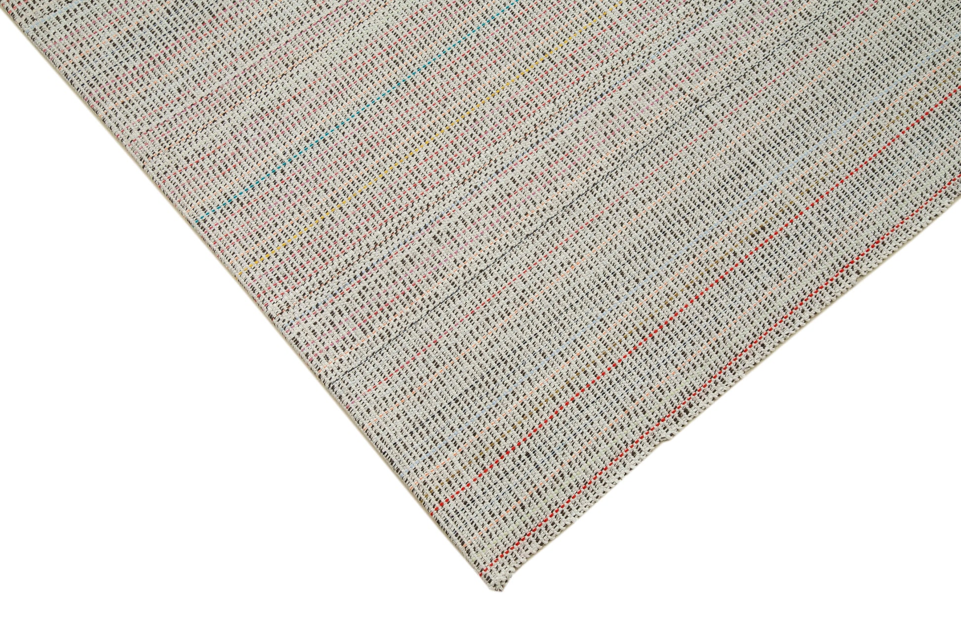 Vintage Flatweave Bej Eskitme Pamuk Yün El Dokuma Halısı 203x296 Agacan
