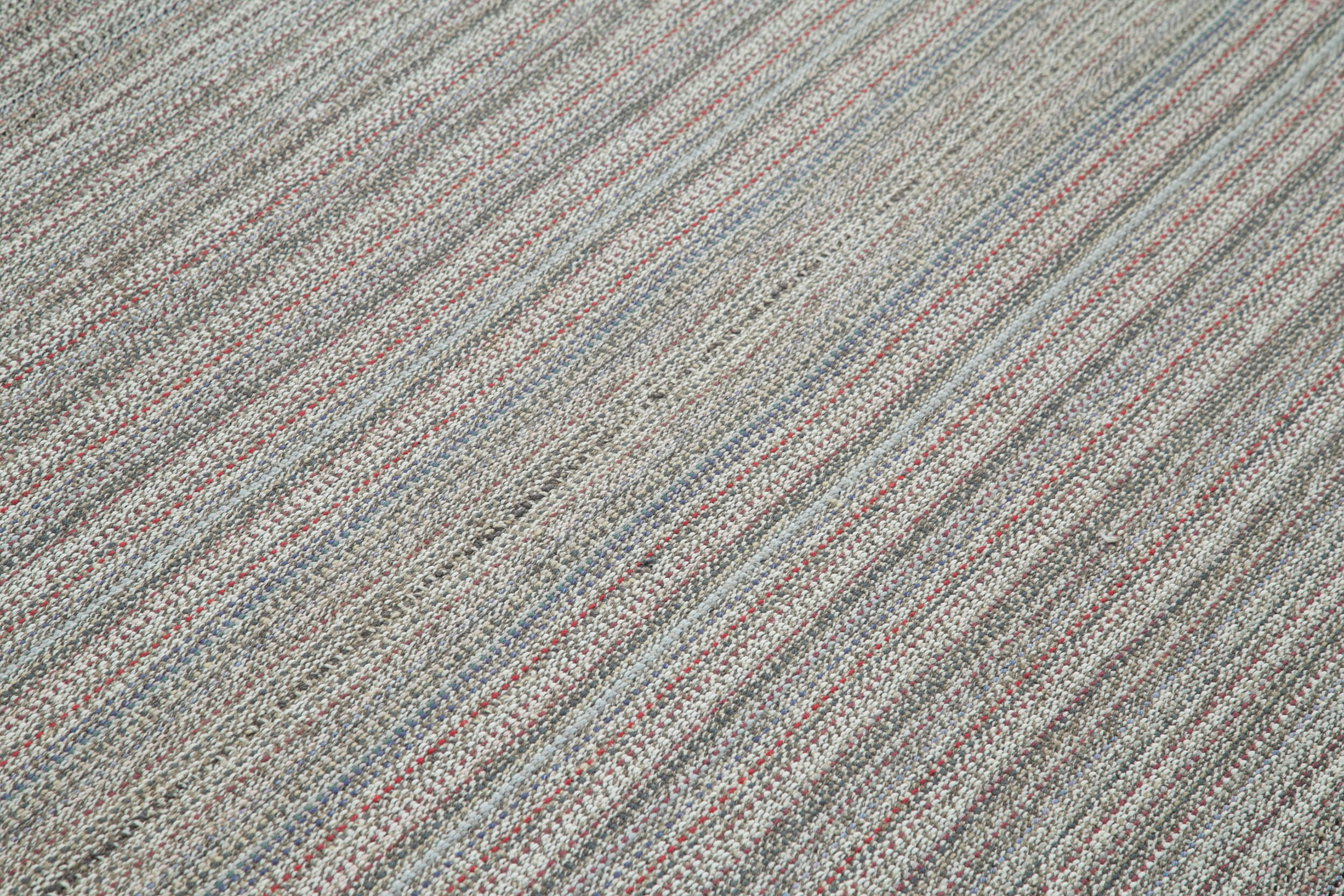 Vintage Flatweave Gri Eskitme Pamuk Yün El Dokuma Halısı 200x325 Agacan