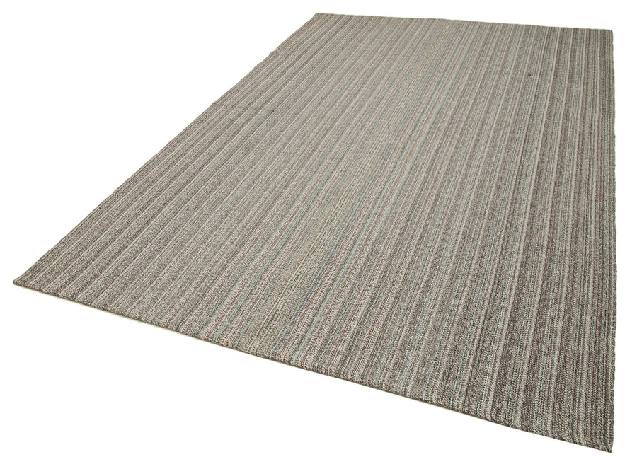 Vintage Flatweave Gri Eskitme Pamuk Yün El Dokuma Halısı 198x315 Agacan