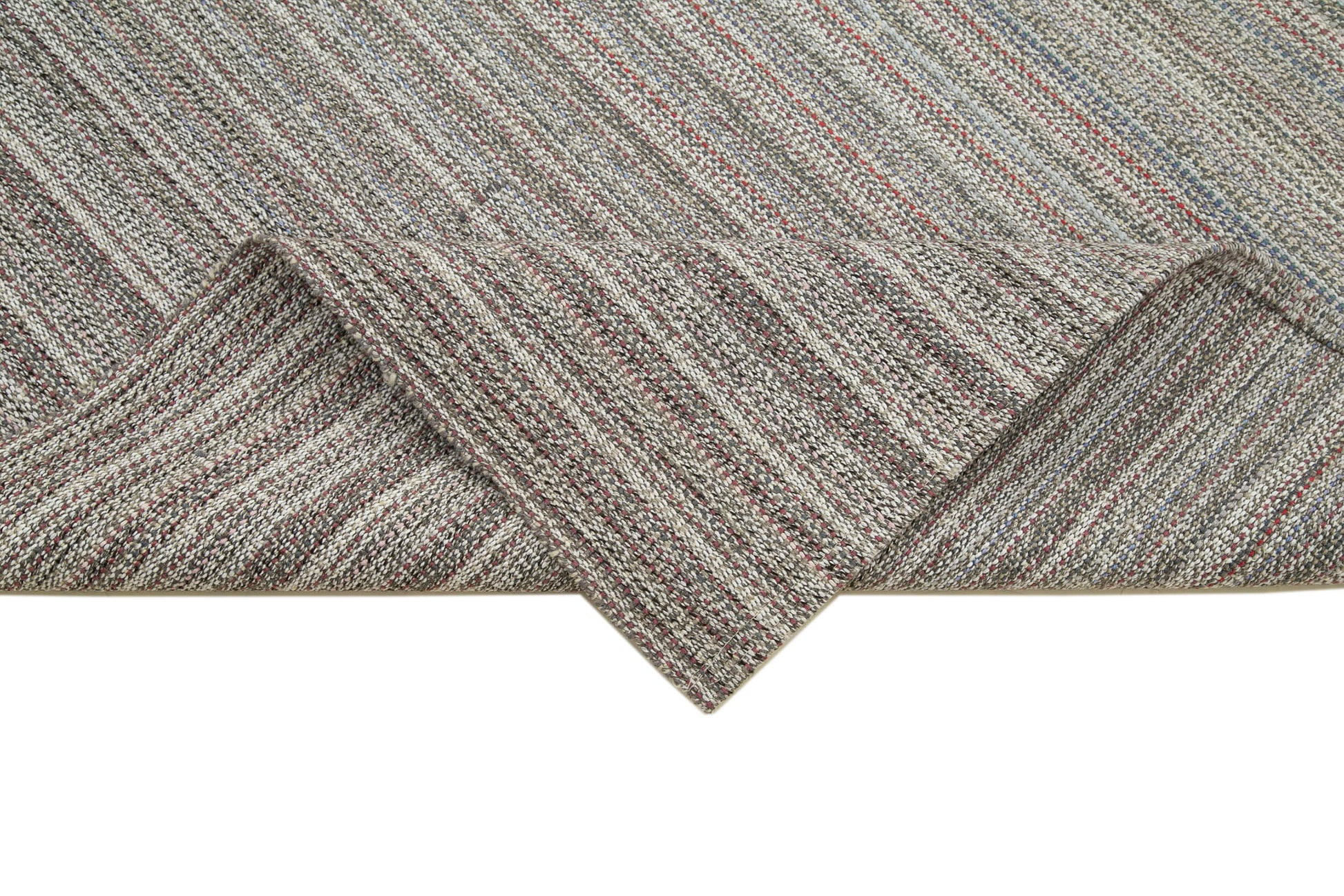 Vintage Flatweave Gri Eskitme Pamuk Yün El Dokuma Halısı 198x315 Agacan