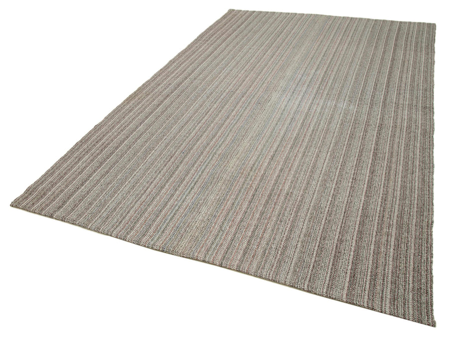 Vintage Flatweave Gri Eskitme Pamuk Yün El Dokuma Halısı 200x320 Agacan