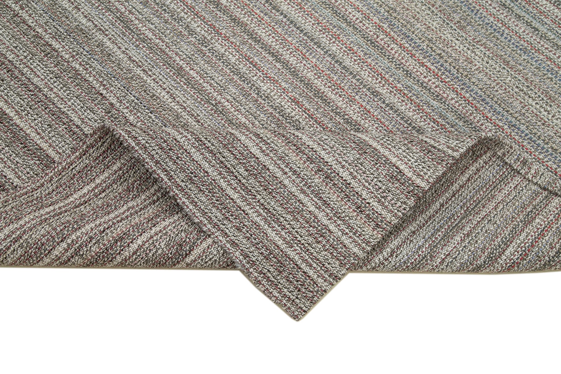 Vintage Flatweave Gri Eskitme Pamuk Yün El Dokuma Halısı 200x320 Agacan