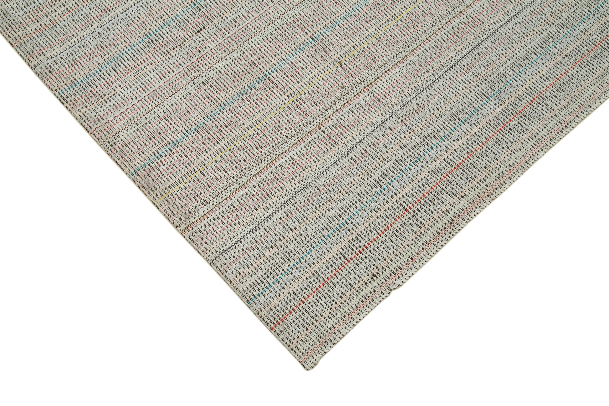 Vintage Flatweave Bej Eskitme Pamuk Yün El Dokuma Halısı 205x305 Agacan