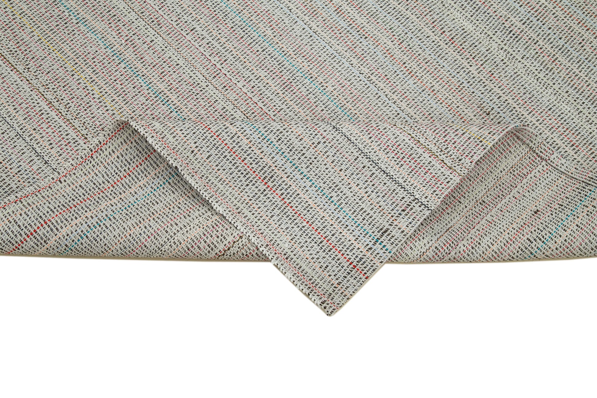 Vintage Flatweave Bej Eskitme Pamuk Yün El Dokuma Halısı 205x305 Agacan