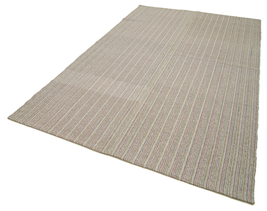 Vintage Flatweave Beyaz Eskitme Pamuk Yün El Dokuma Halısı 192x306 Agacan