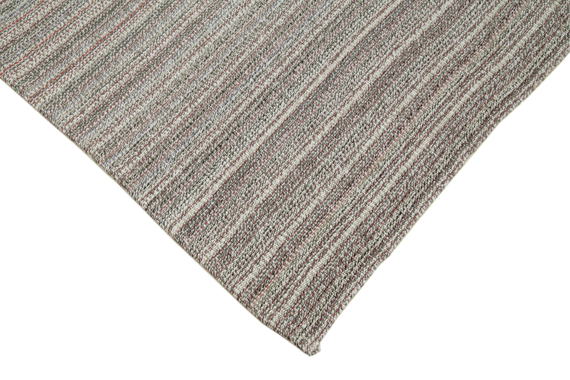 Vintage Flatweave Gri Eskitme Pamuk Yün El Dokuma Halısı 200x350 Agacan