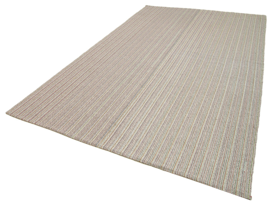 Vintage Flatweave Beyaz Eskitme Pamuk Yün El Dokuma Halısı 212x350 Agacan