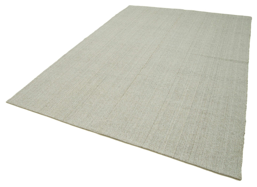 Vintage Flatweave Bej Eskitme Pamuk Yün El Dokuma Halısı 215x310 Agacan