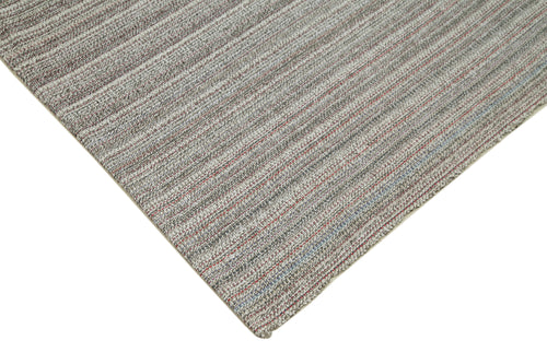 Vintage Flatweave Gri Eskitme Pamuk Yün El Dokuma Halısı 200x322 Agacan