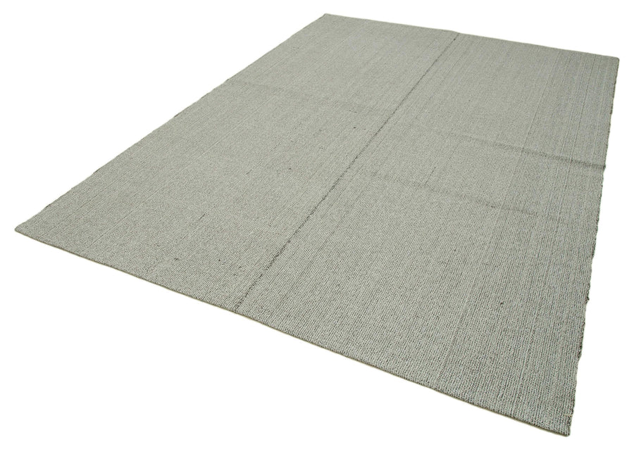 Vintage Flatweave Gri Eskitme Pamuk Yün El Dokuma Halısı 210x302 Agacan
