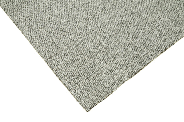 Vintage Flatweave Gri Eskitme Pamuk Yün El Dokuma Halısı 210x302 Agacan
