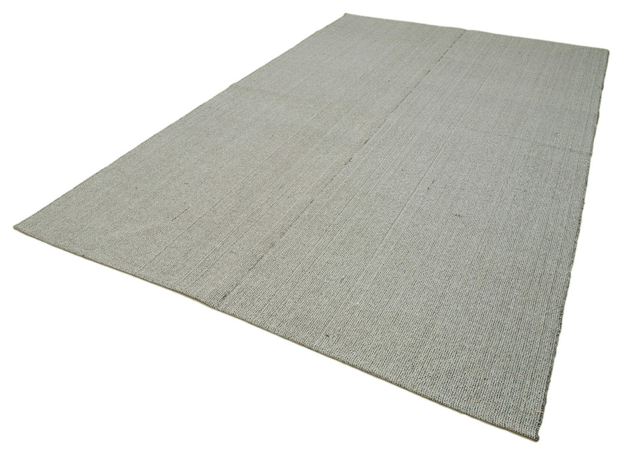Vintage Flatweave Gri Eskitme Pamuk Yün El Dokuma Halısı 213x355 Agacan