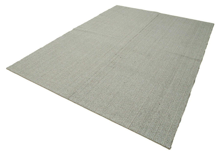 Vintage Flatweave Gri Eskitme Pamuk Yün El Dokuma Halısı 213x301 Agacan