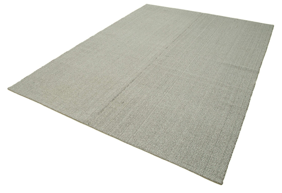 Vintage Flatweave Gri Eskitme Pamuk Yün El Dokuma Halısı 213x288 Agacan