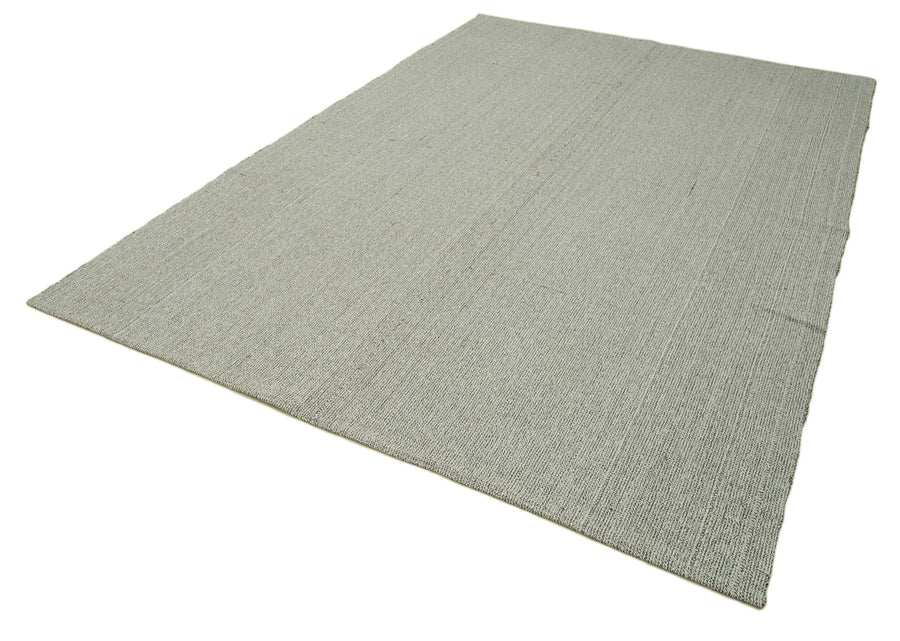 Vintage Flatweave Gri Eskitme Pamuk Yün El Dokuma Halısı 201x317 Agacan