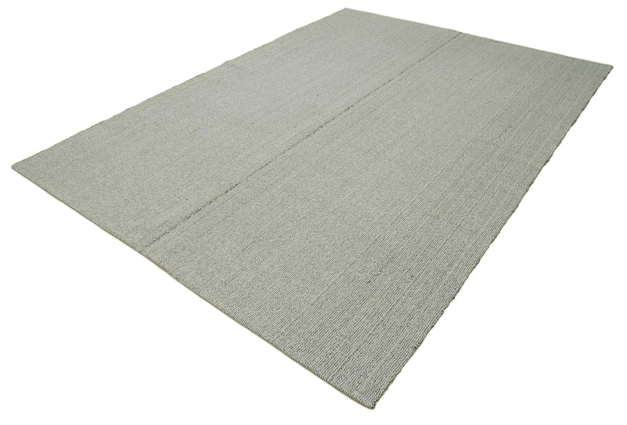 Vintage Flatweave Gri Eskitme Pamuk Yün El Dokuma Halısı 212x304 Agacan