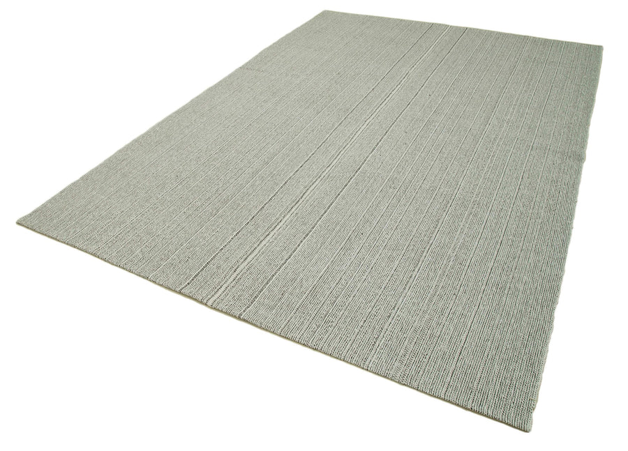 Vintage Flatweave Gri Eskitme Pamuk Yün El Dokuma Halısı 204x303 Agacan