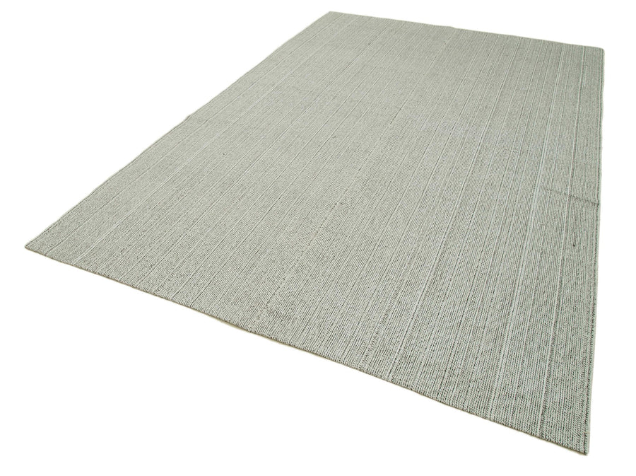 Vintage Flatweave Gri Eskitme Pamuk Yün El Dokuma Halısı 204x313 Agacan