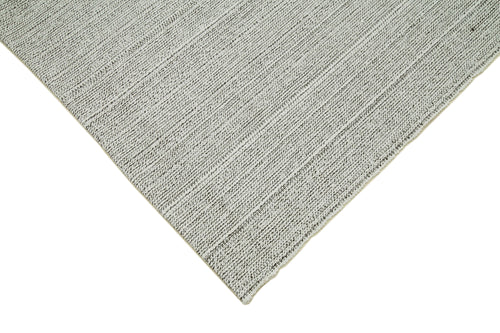Vintage Flatweave Gri Eskitme Pamuk Yün El Dokuma Halısı 204x313 Agacan