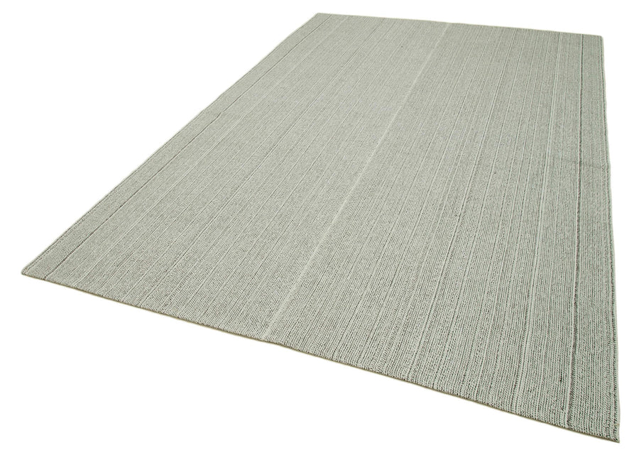 Vintage Flatweave Bej Eskitme Pamuk Yün El Dokuma Halısı 205x305 Agacan
