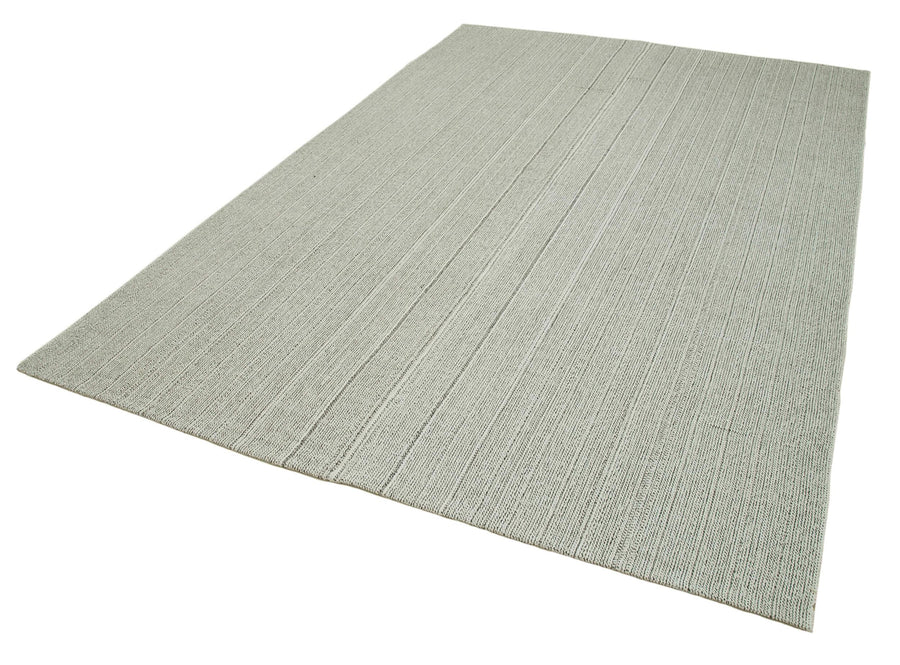 Vintage Flatweave Bej Eskitme Pamuk Yün El Dokuma Halısı 204x298 Agacan