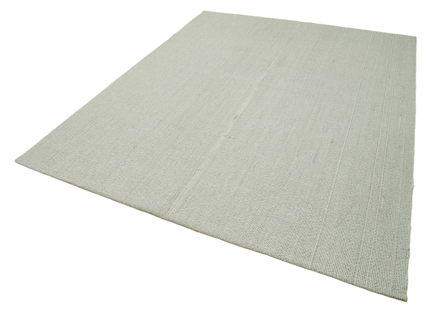 Vintage Flatweave Bej Eskitme Pamuk Yün El Dokuma Halısı 212x272 Agacan