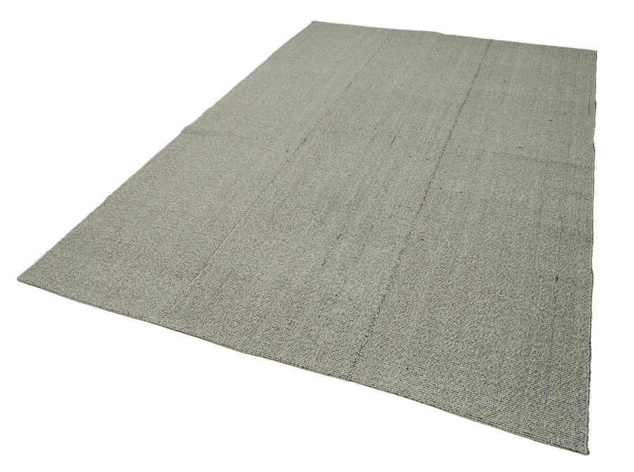 Vintage Flatweave Gri Eskitme Pamuk Yün El Dokuma Halısı 194x289 Agacan