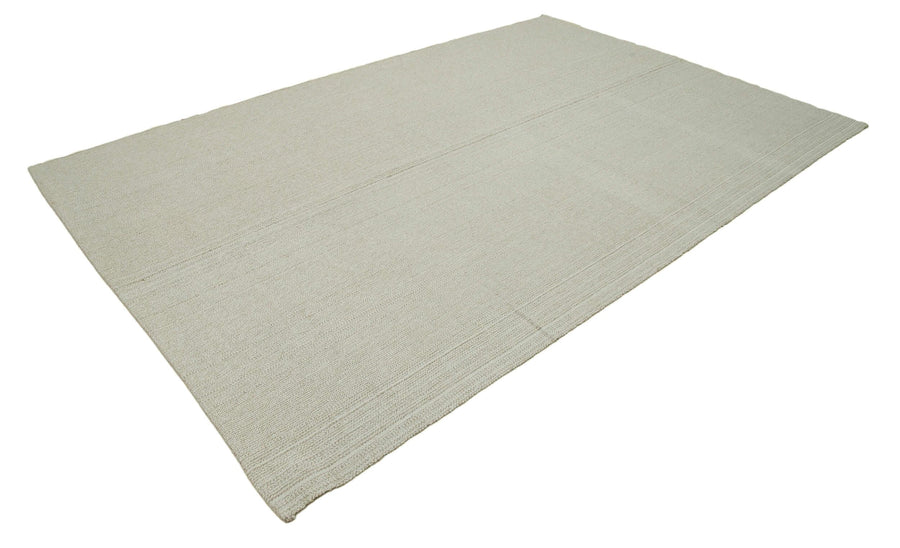 Vintage Flatweave Bej Eskitme Pamuk Yün El Dokuma Halısı 211x326 Agacan