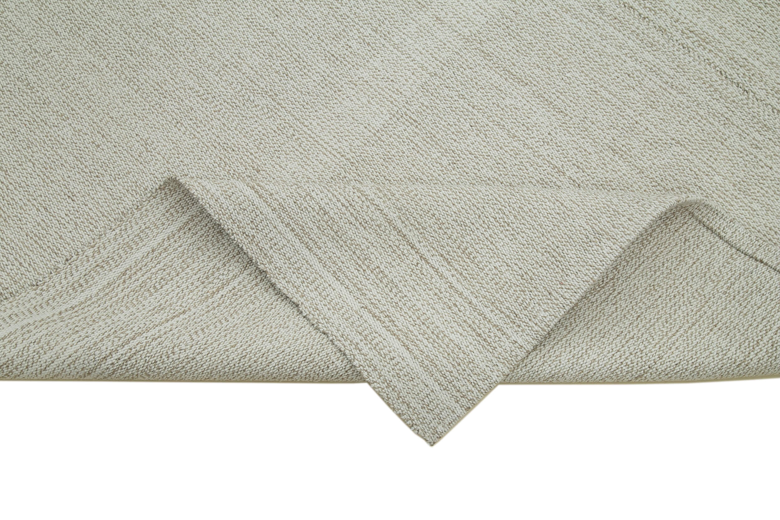 Vintage Flatweave Bej Eskitme Pamuk Yün El Dokuma Halısı 211x326 Agacan