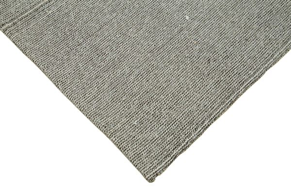 Vintage Flatweave Gri Eskitme Pamuk Yün El Dokuma Halısı 236x286 Agacan