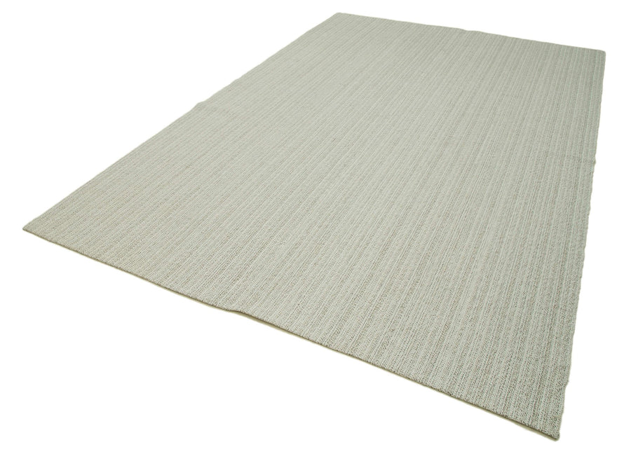 Vintage Flatweave Bej Eskitme Pamuk Yün El Dokuma Halısı 211x328 Agacan