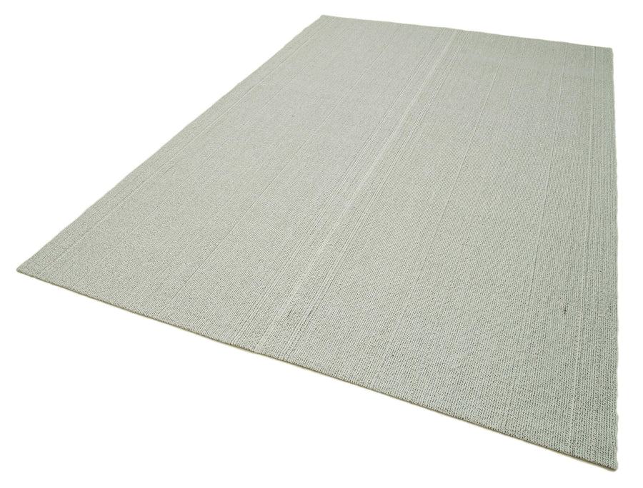 Vintage Flatweave Bej Eskitme Pamuk Yün El Dokuma Halısı 205x306 Agacan