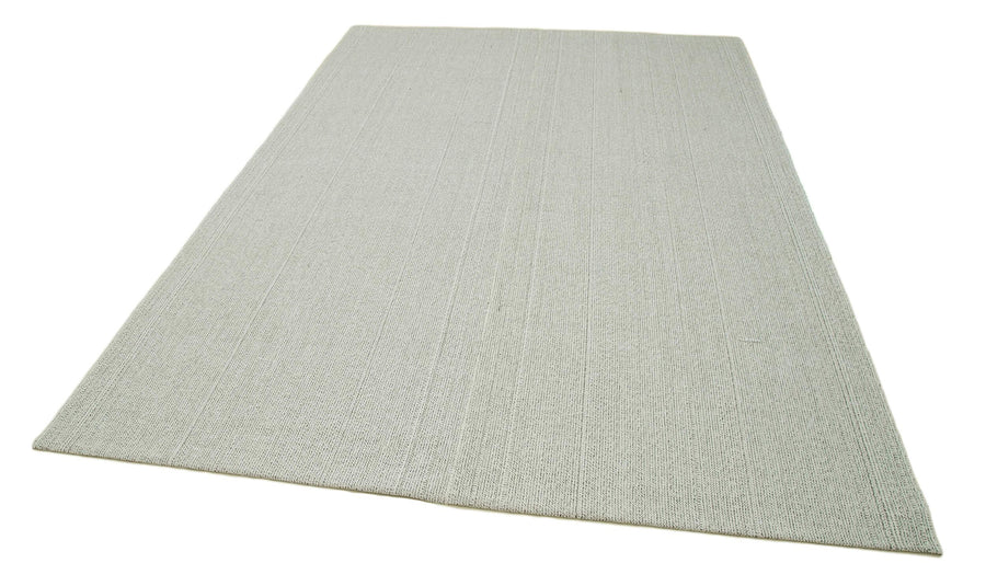 Vintage Flatweave Bej Eskitme Pamuk Yün El Dokuma Halısı 204x304 Agacan